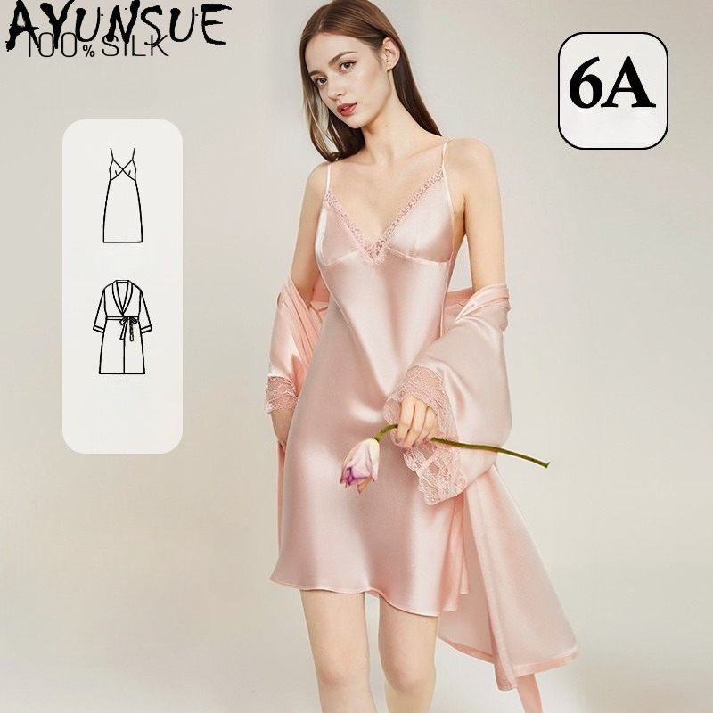 Robe Silk Women - AYUNSUE 100 % echte Maulbeerseide Robe